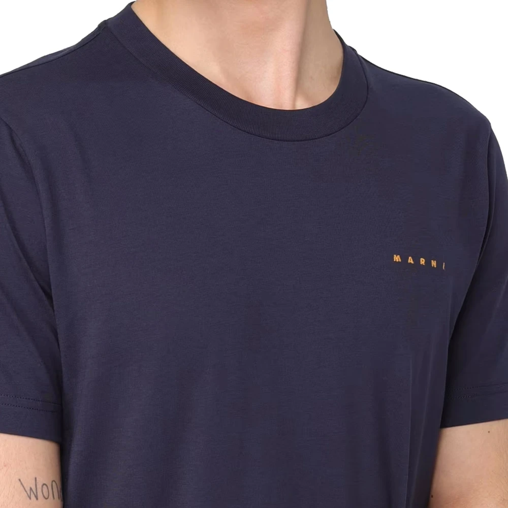 Marni Katoen Logo T-shirt Mannen Black Heren