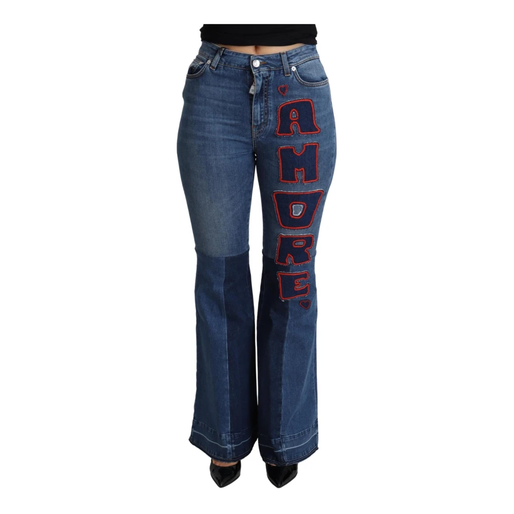 Dolce & Gabbana Amore Flare Jeans Vrouwen Blauw Blue Dames