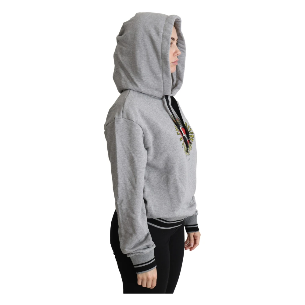 Dolce & Gabbana Luxe Hoodie van Grijs Katoen Gray Dames