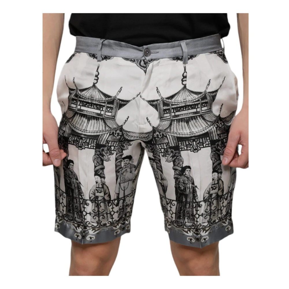 Dolce & Gabbana Zijden Bermuda Shorts met Multicolor Print Multicolor Heren