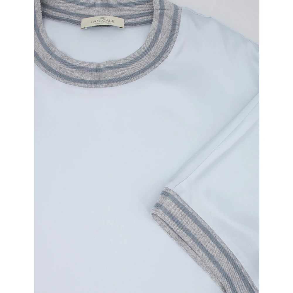 Panicale Zijden trui met contrastkleurige randen Blue Dames