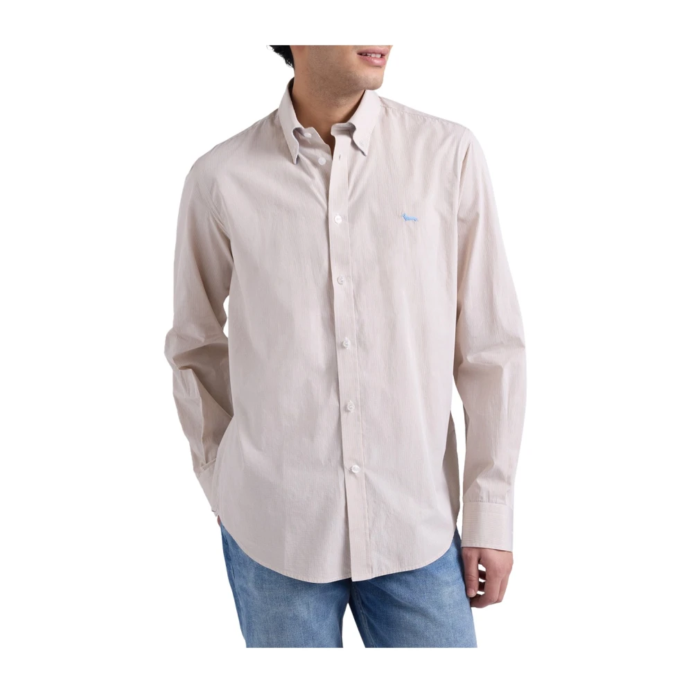 Harmont & Blaine Men's Beige Casual Shirts, 3XL, Regular-Fit Micro-Check Shirt