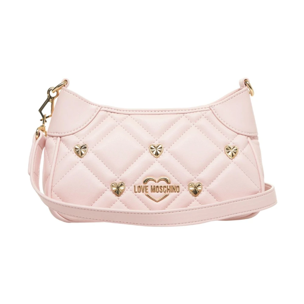 Love Moschino Quiltad Mini Axelväska i Ros Pink, Dam