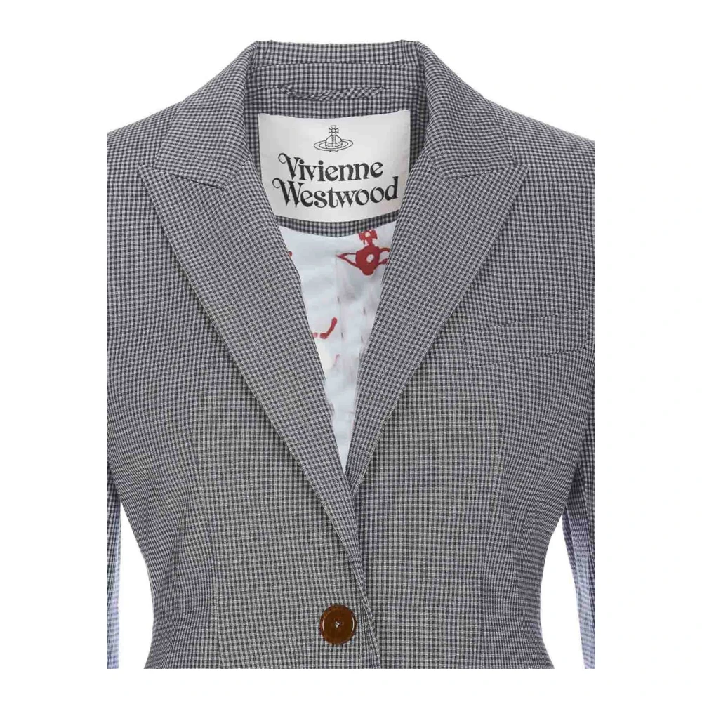 Vivienne Westwood Geruite Katoenen Jas Vrouwen Italië Gray Dames