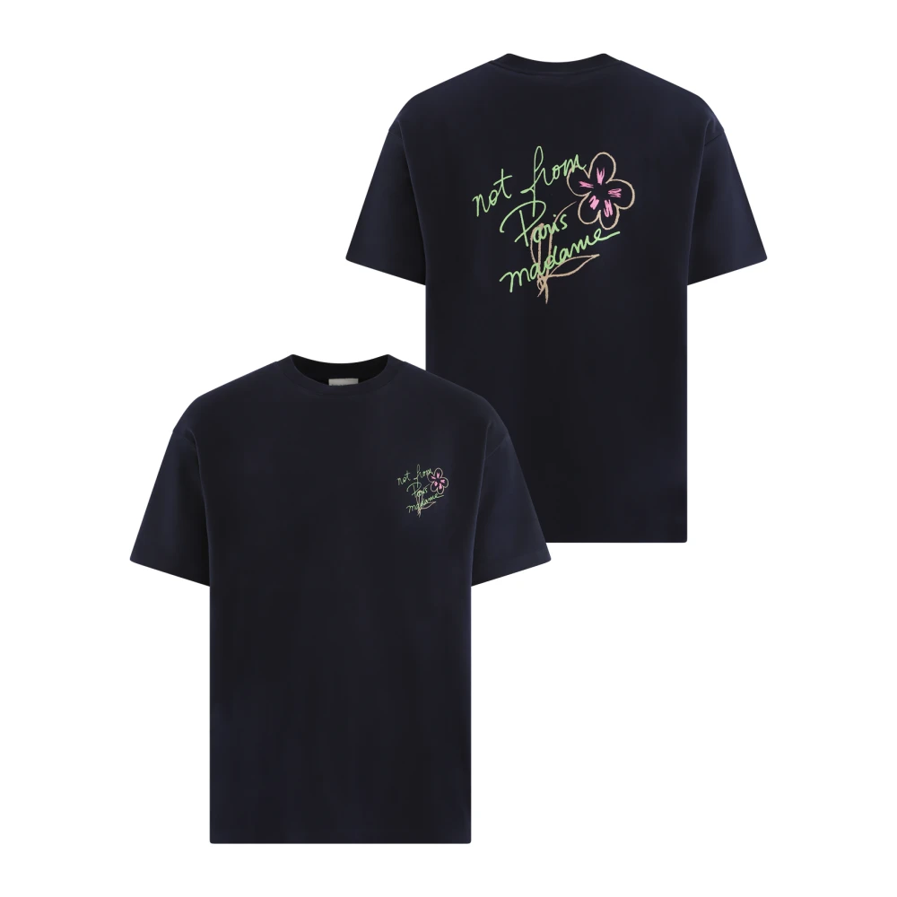 Drole de Monsieur Heren Slogan T-shirt Schets Blue Heren