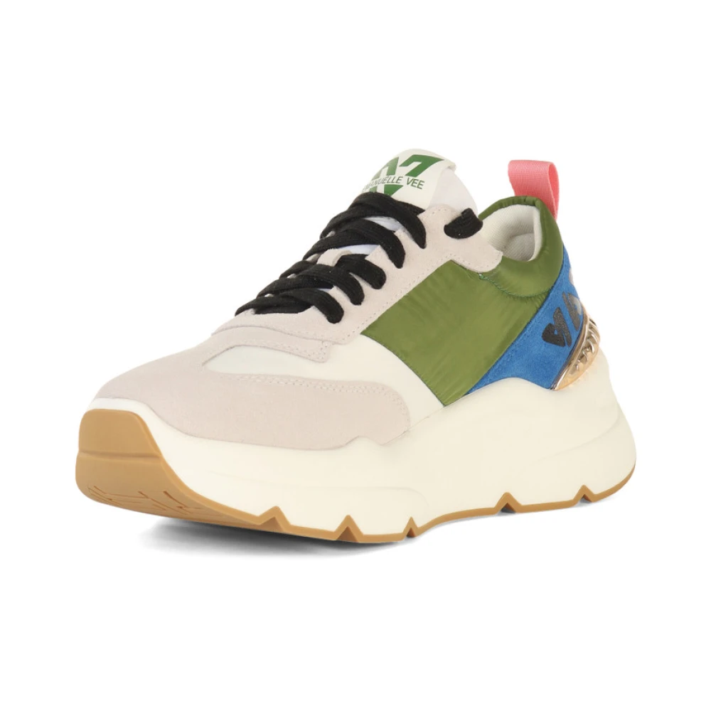 Emanuelle Vee Sneakers van leer met contrastinzetten Green Dames