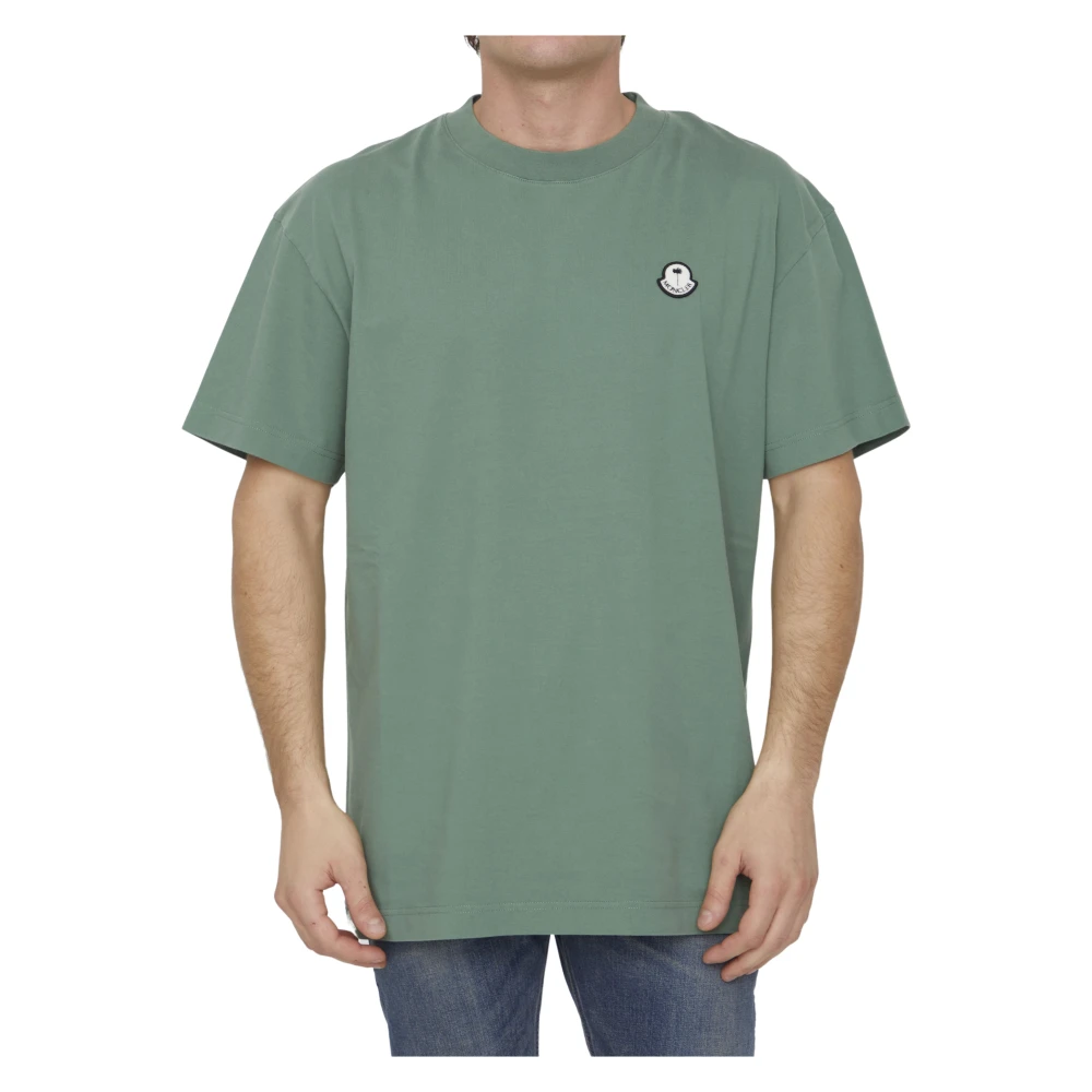 Moncler Groen Katoenen T-Shirt met Palm Angels Patch Green Heren