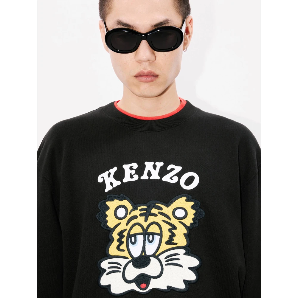 Kenzo Zwarte Geborduurde Sweatshirt Unisex Zacht Black Dames