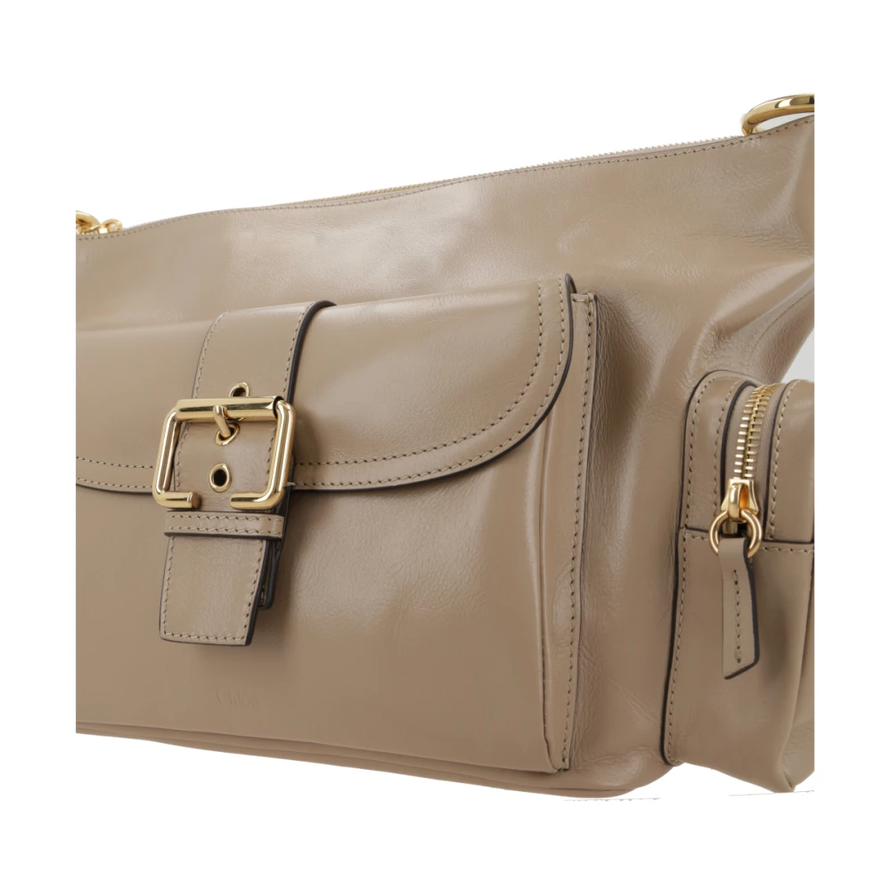 Chloé Donkerbeige Schoudertas met Gouden Hardware Brown Dames