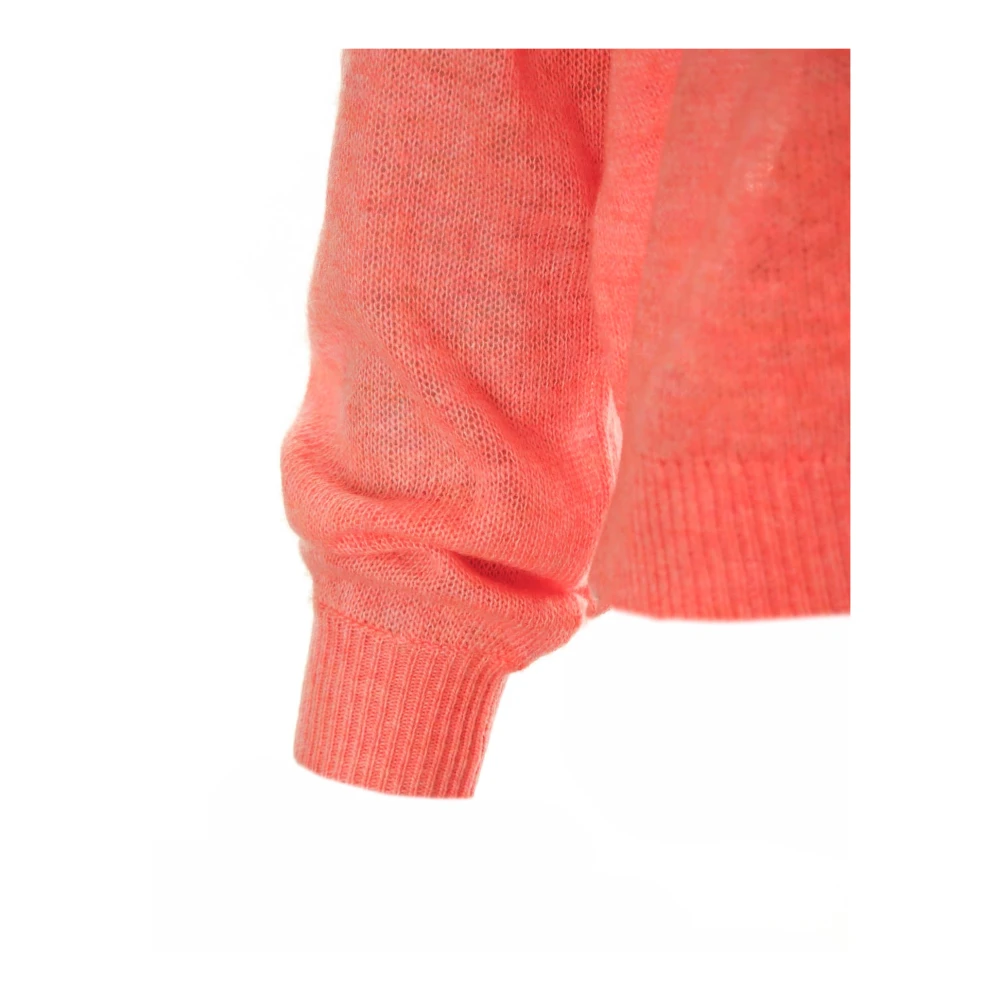 American vintage Zachte Gebreide V-Hals Trui Pink Dames