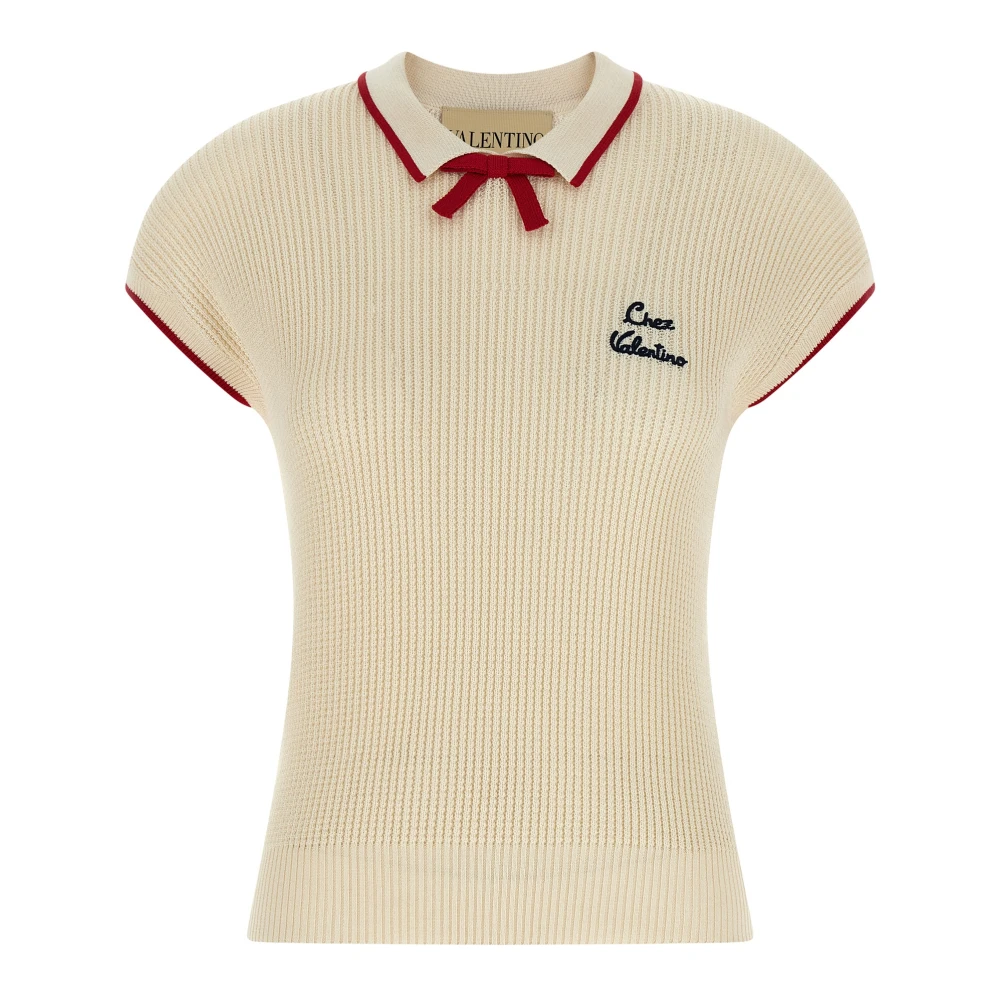 Valentino Garavani Tops - Female - Round-Neck Knitwear - Beige - M - Knitwear