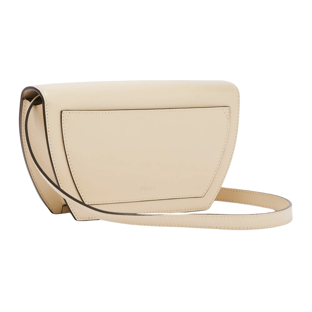 Furla Geometrische Crossbody Tas met Bolvormige Sluiting Beige Dames