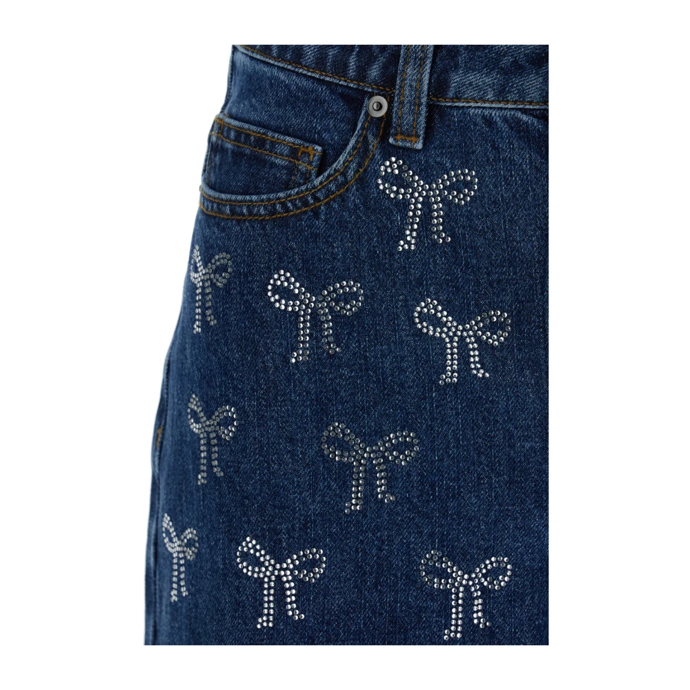 Self Portrait Blauwe spijkerbroek met stralende strikversiering Blue Dames