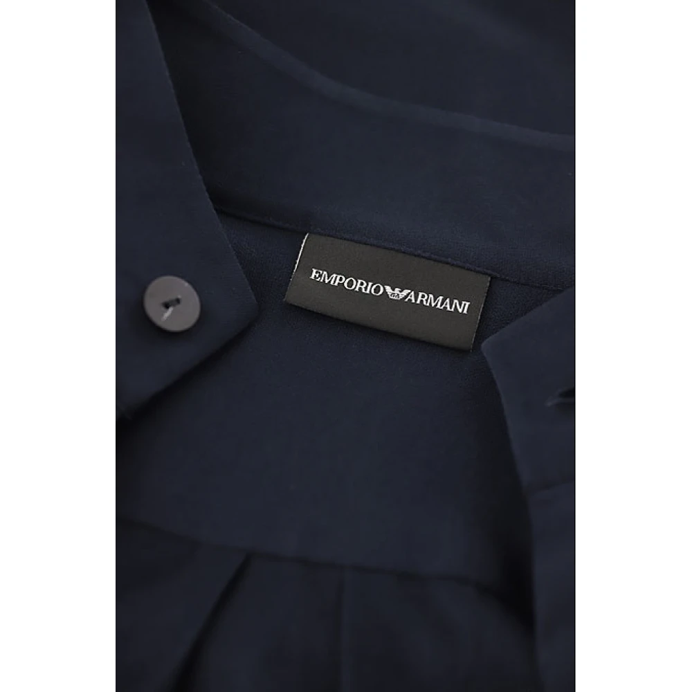 Emporio Armani Blauwe Marine Standkraag Shirt Blue Heren