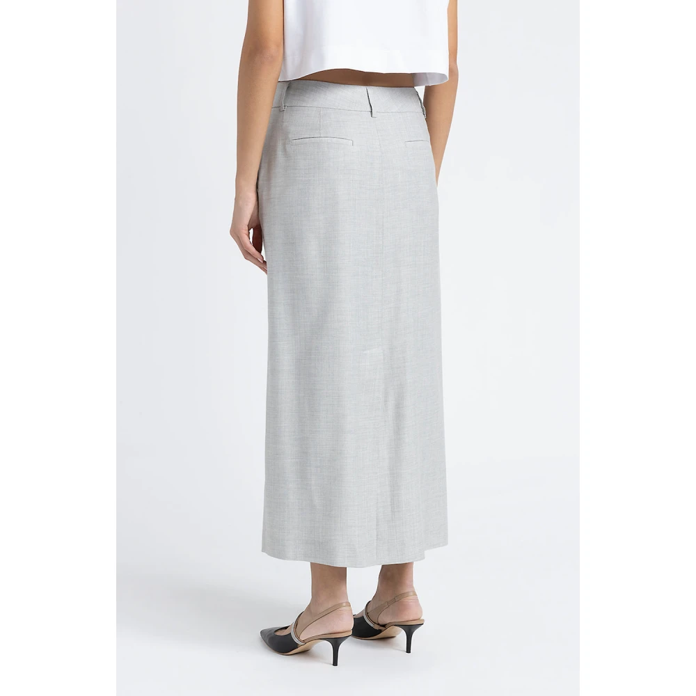 PESERICO Rechte lange rok in wol en viscose keperstof Gray Dames