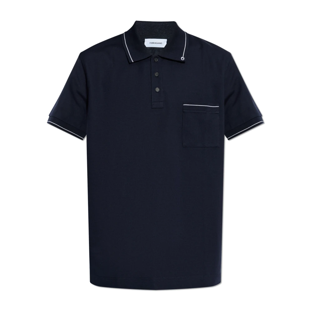 Ferragamo Herr Blå Toppar S, Bomull, Polo Med Ficka