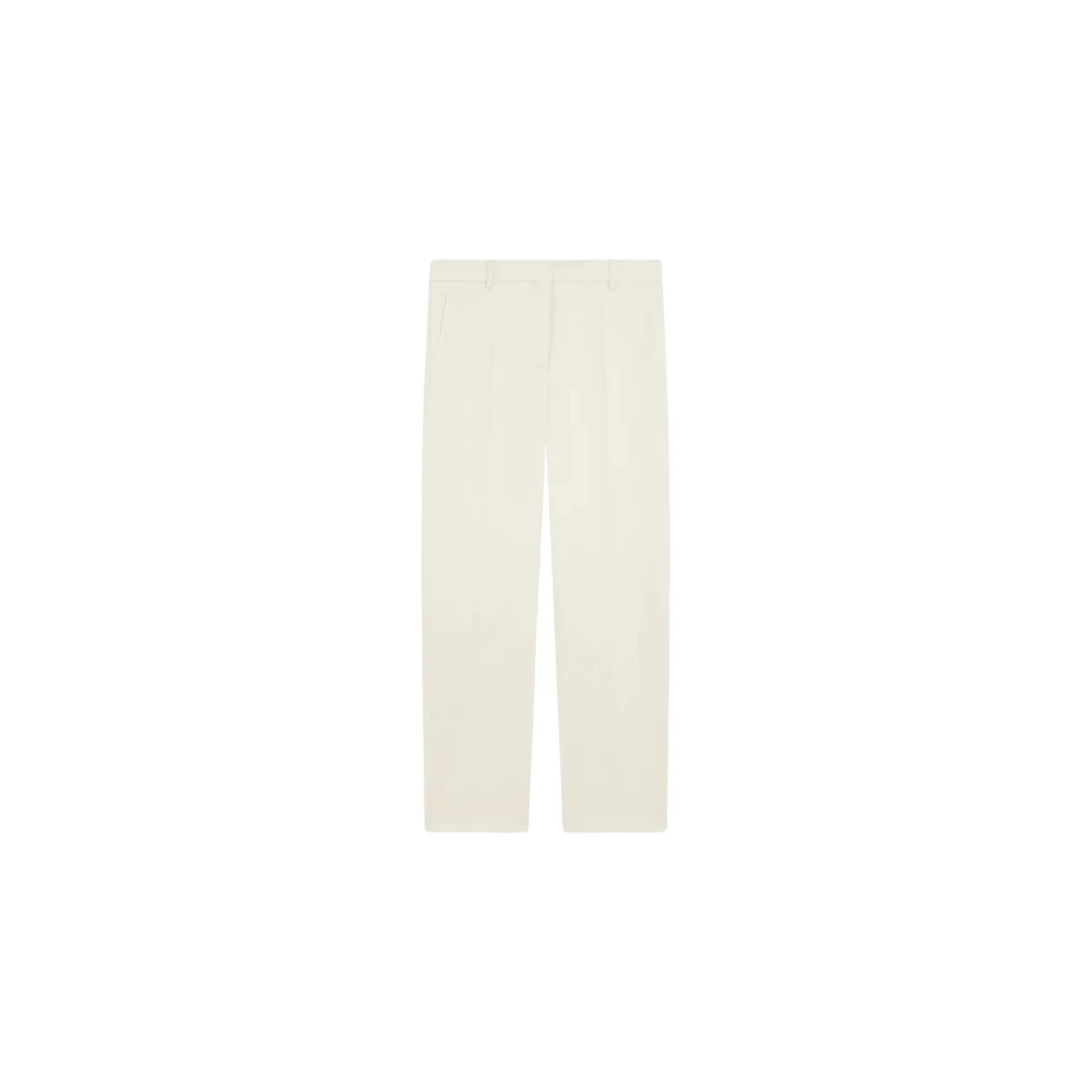 Semicouture Crème Wollen Broek Regular Fit Enkel Lengte Beige Dames