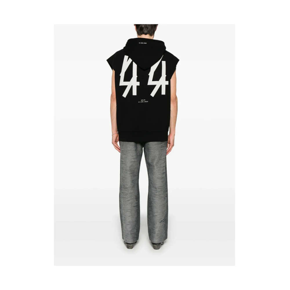 44 Label Group Zwarte Logo Geborduurde Sweatshirt Black Heren