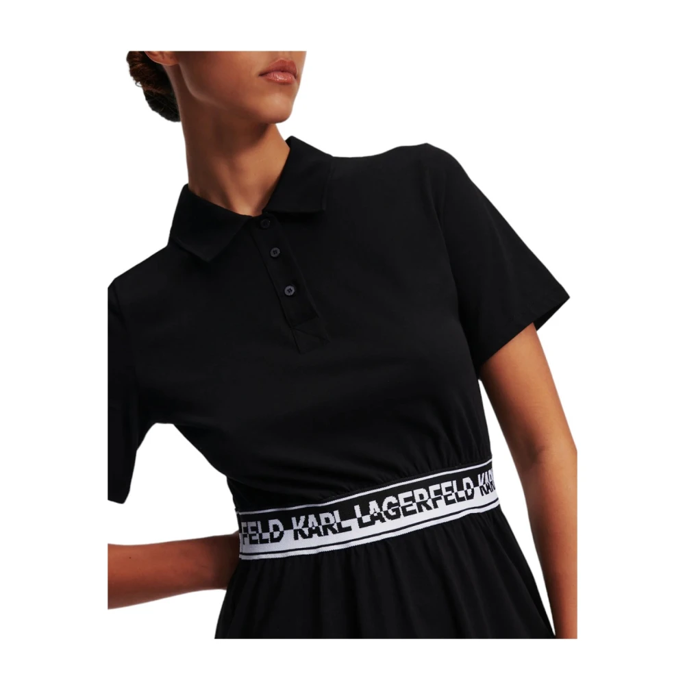 Karl Lagerfeld Logo Tape Shirtjurk in Zwart Black Dames