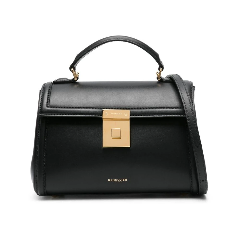 DeMellier Zwarte leren schoudertas met logo Black Dames