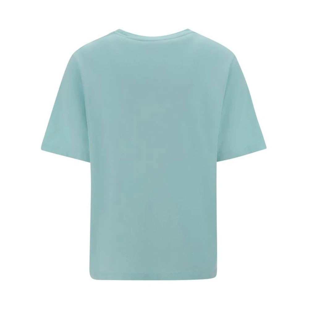 Maison Kitsuné Geborduurd Logo Katoenen T-Shirt Blue Dames