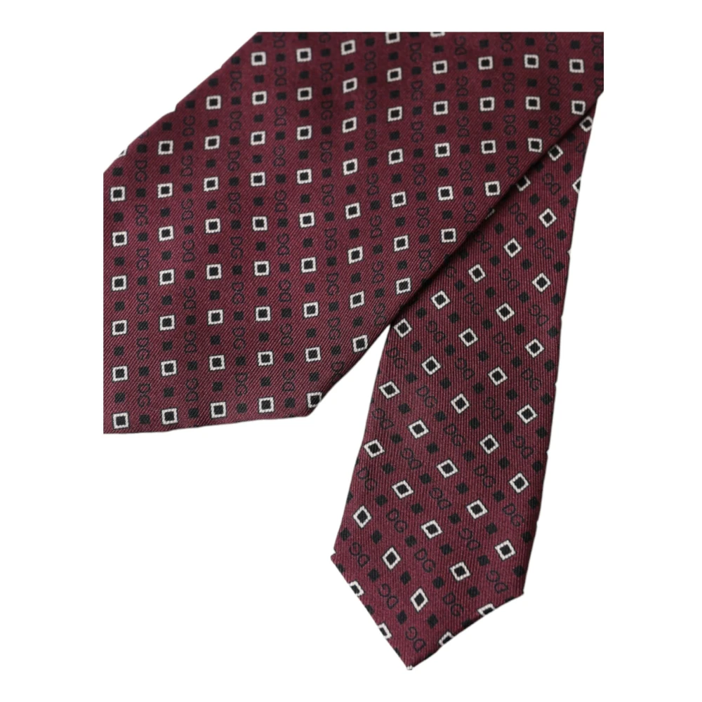 Dolce & Gabbana Maroon Zijden Logo Stropdas Authentiek Italiaans Brown Heren