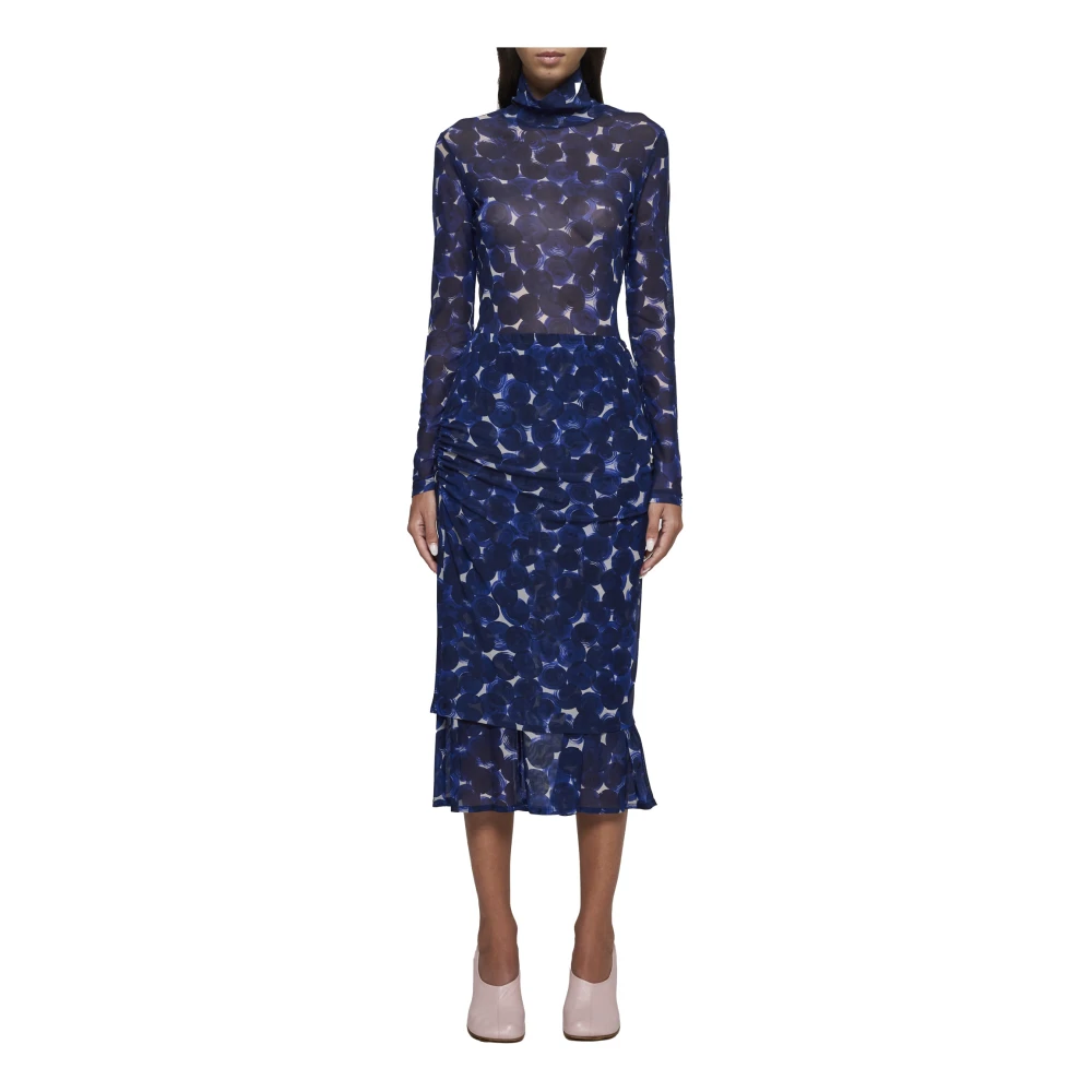 Dries Van Noten Blauw abstract print coltrui Blue Dames