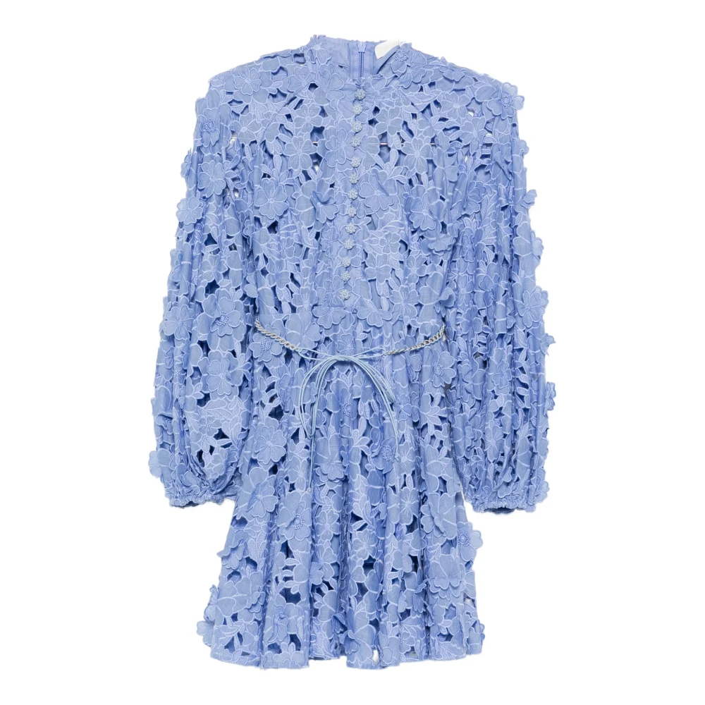 Zimmermann Women's Blue Patience Belted Long Sleeve Mini Dress