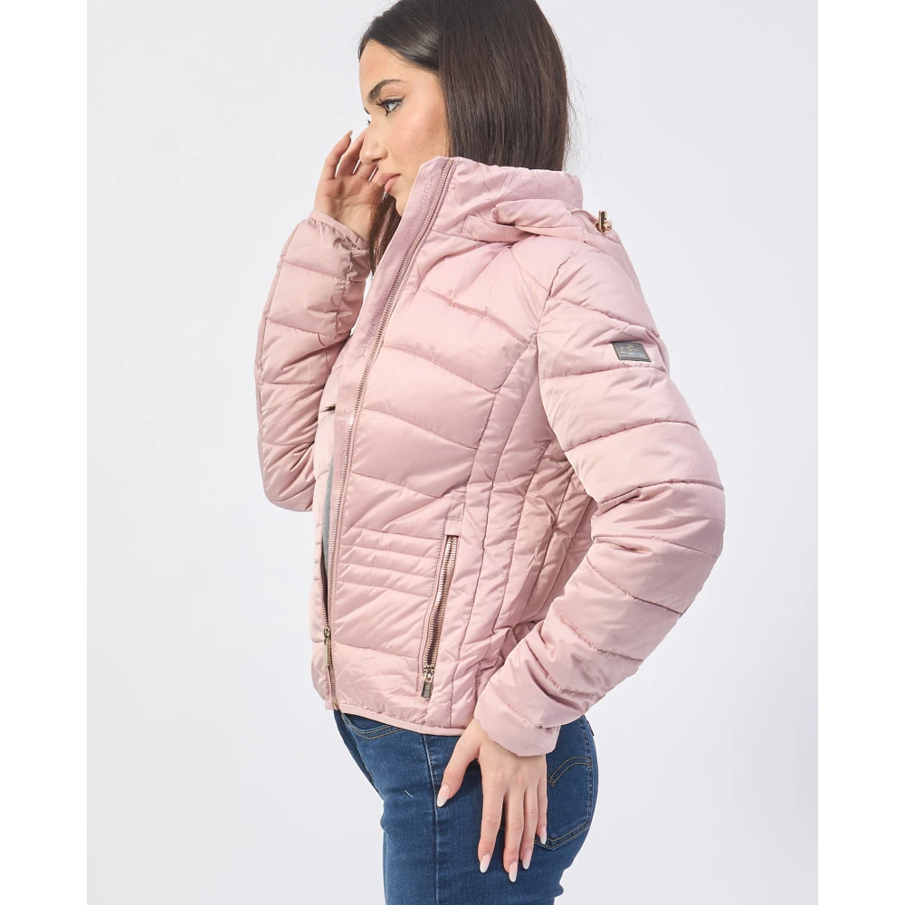 YES ZEE Roze Gewatteerde Regenjas met Capuchon Pink Dames