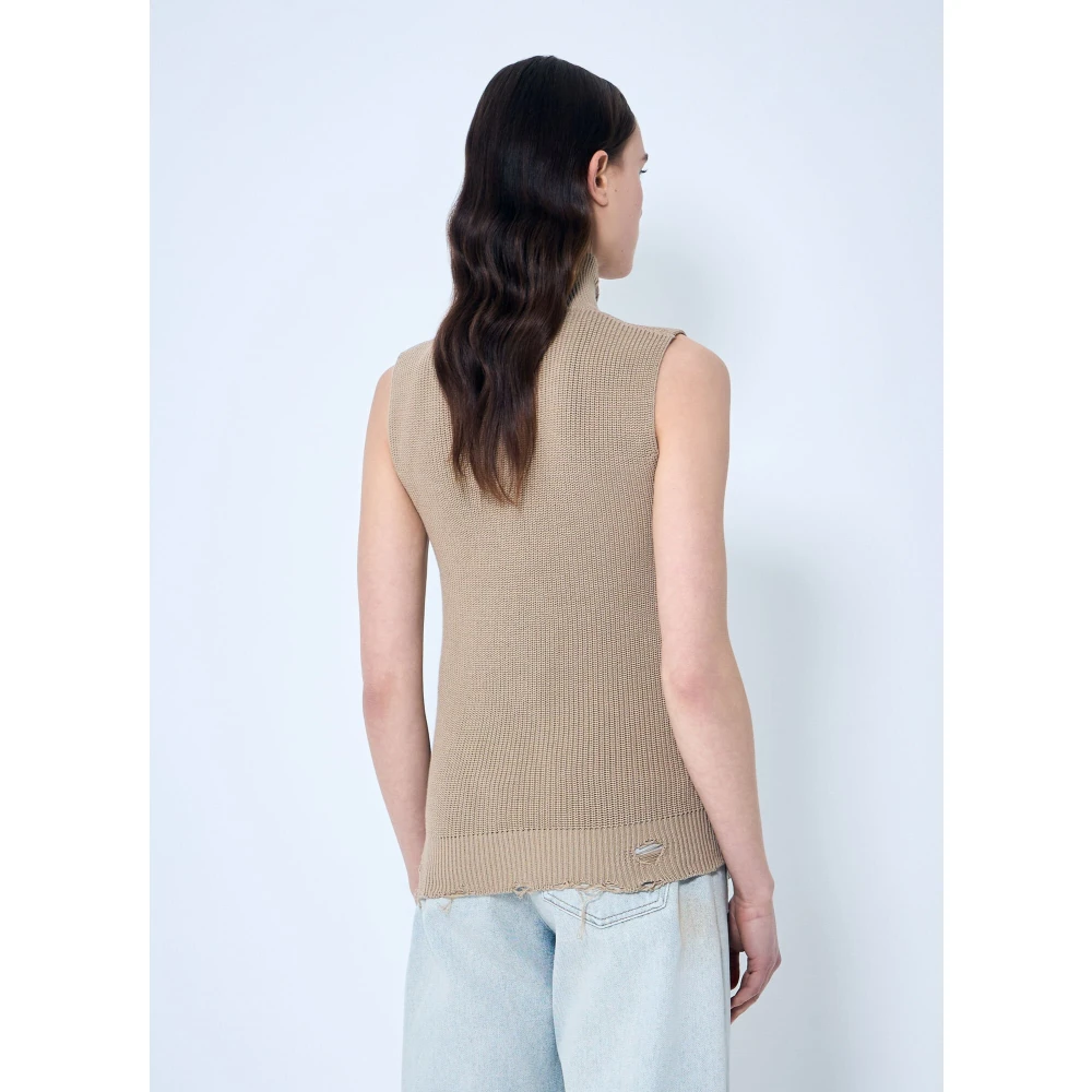 MM6 Maison Margiela Gestoorde Katoenen Brei-vest Beige Dames