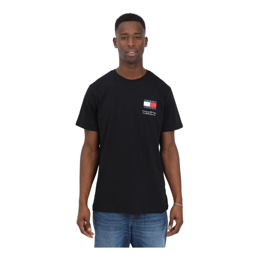 TOMMY JEANS Heren Polo's & T-shirts Tjm Slim Essential Flag Tee Zwart