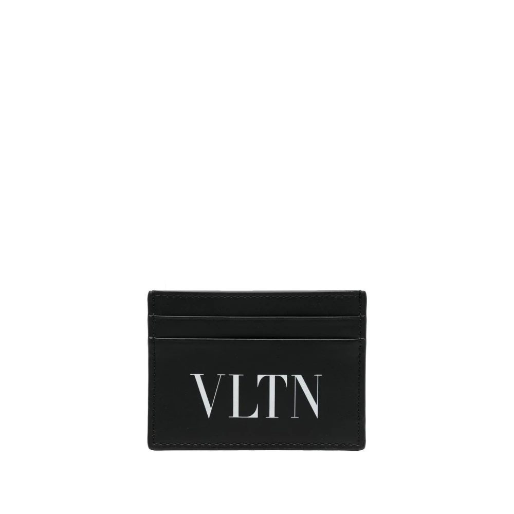 Valentino Garavani Matte Effect Logo Print Wallets Black Heren