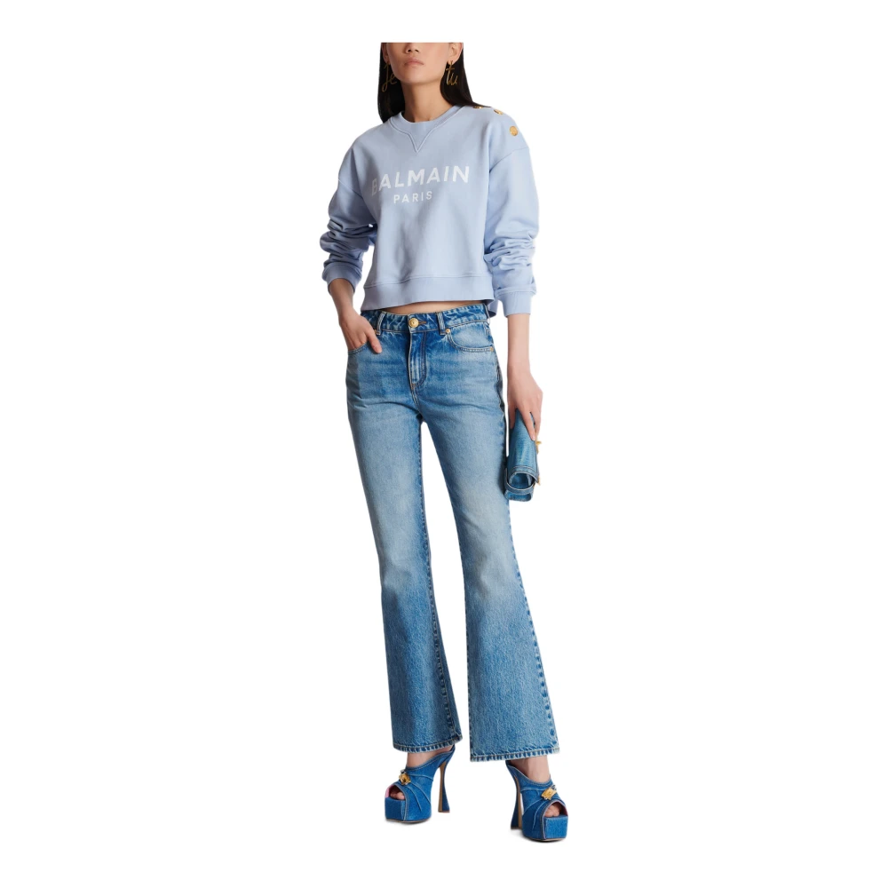Balmain Gedrukte Parijse sweatshirt Blue Dames