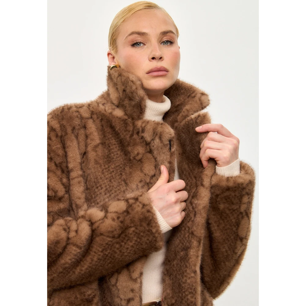 Cesare Gaspari Faux Fur & Shearling Jackets Brown Dames