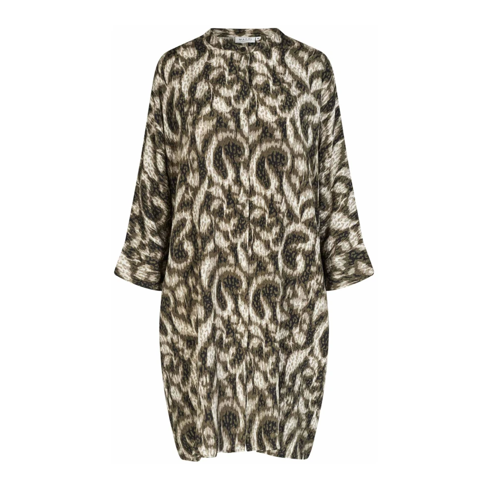 Masai Abstract Print Jurk Sea Turtle Green Dames
