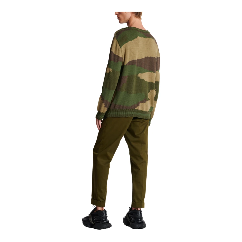 Balmain Wollen camouflage trui Green Heren