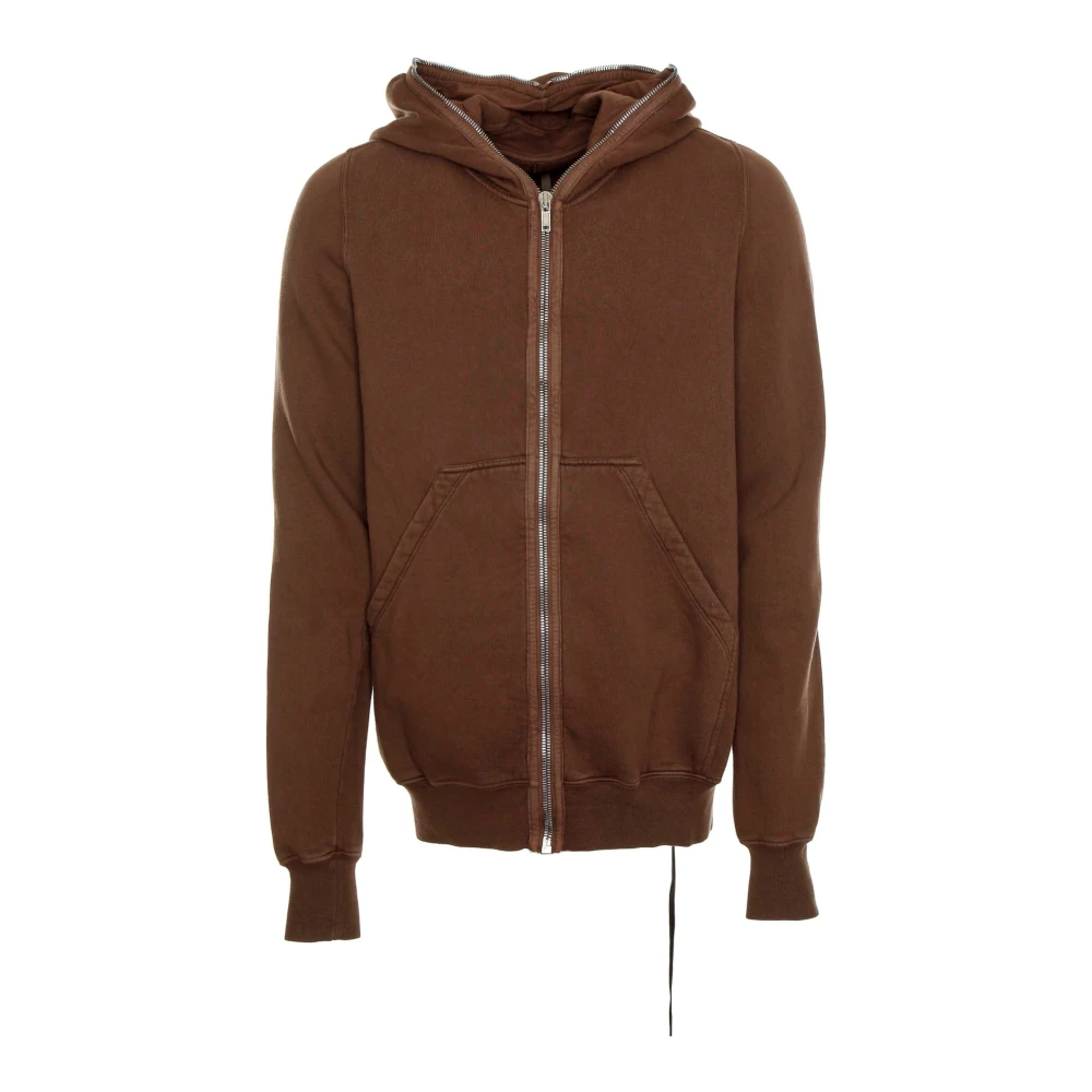 Rick Owens Hooded Zip-Up Sweat Jacket Brown Heren