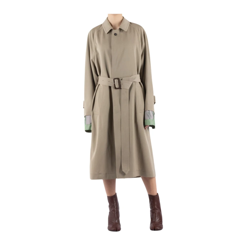 Maison Margiela Wollen Gabardine Trenchcoat Beige Dames