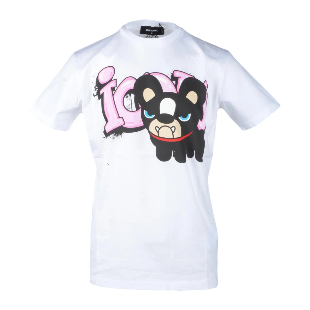 Dsquared2 Wit Print T-shirt Lente Zomer Mannen White Heren