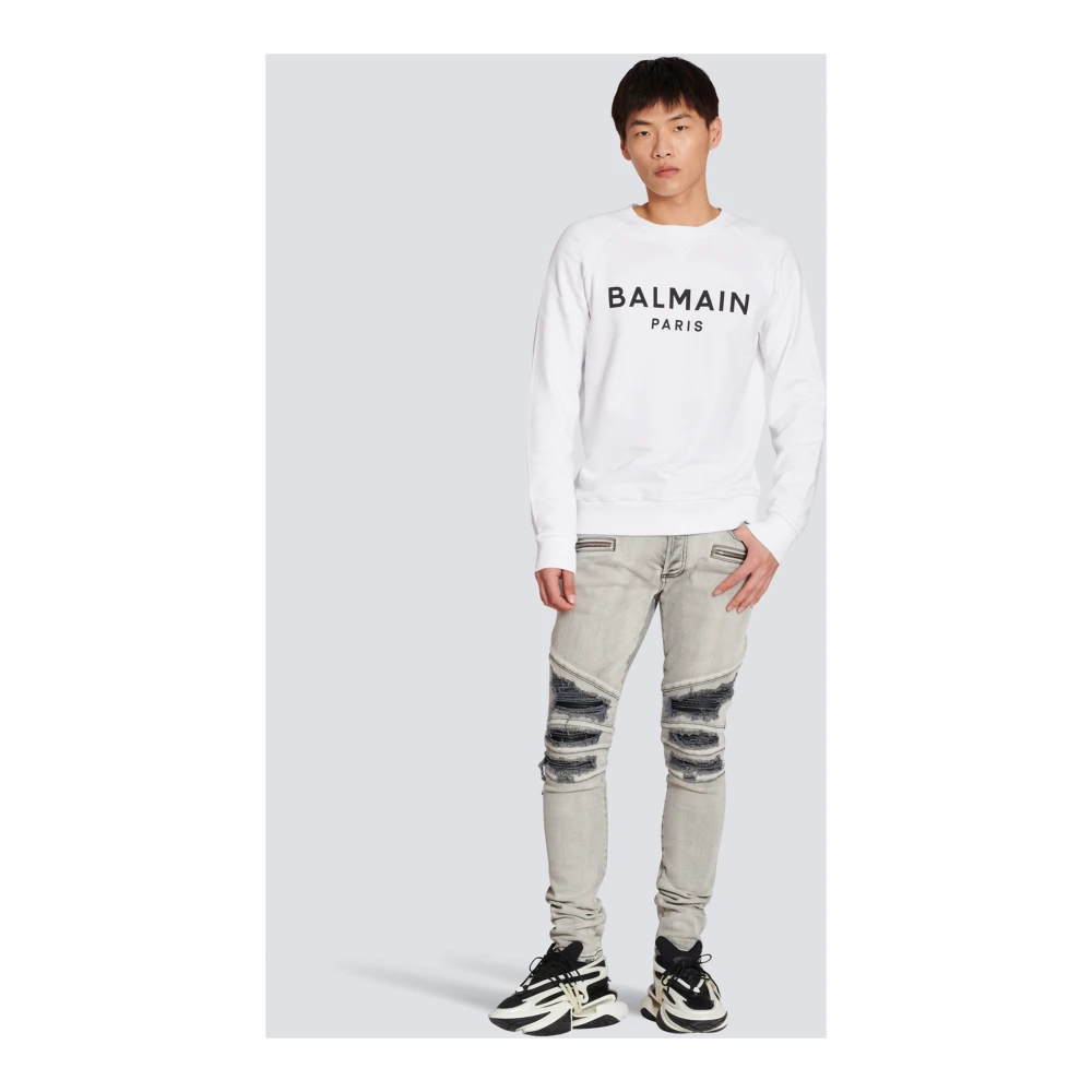 Balmain Katoenen bedrukte logo-sweatshirt White Heren