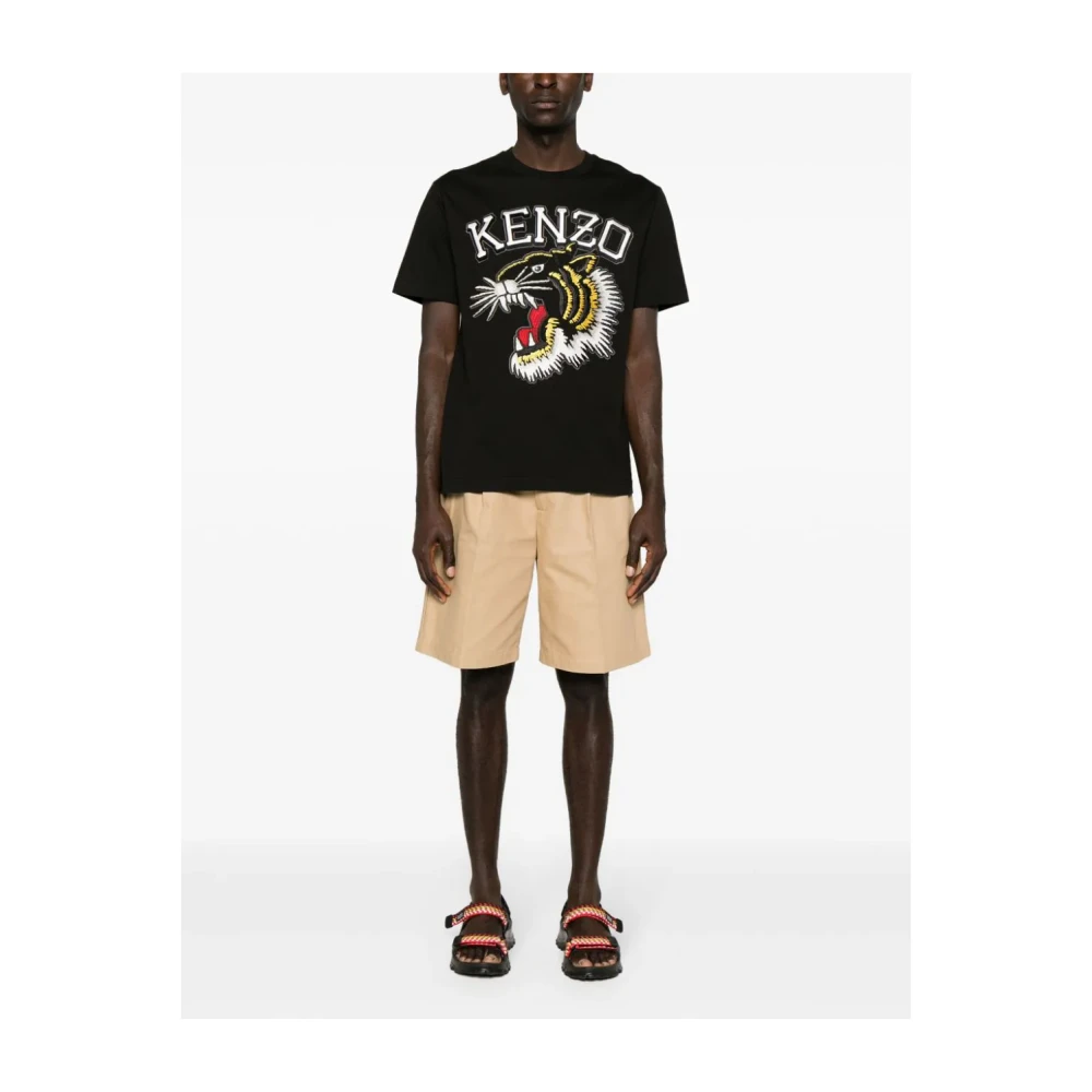 Kenzo Zwarte Tiger Varsity T-shirts en Polos Black Heren