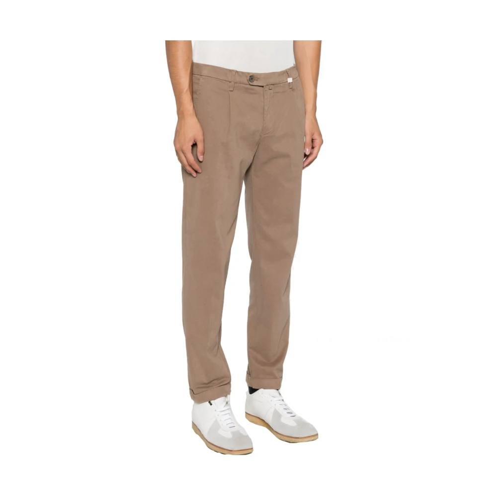 Myths Taupe Twill Broek met Rits Voorkant Brown Heren