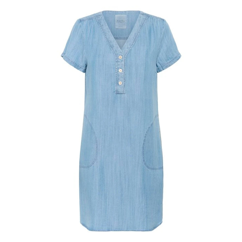 Part Two Women's Blue Short Dresses, 2XL, Light Denim Dress With V-Neck