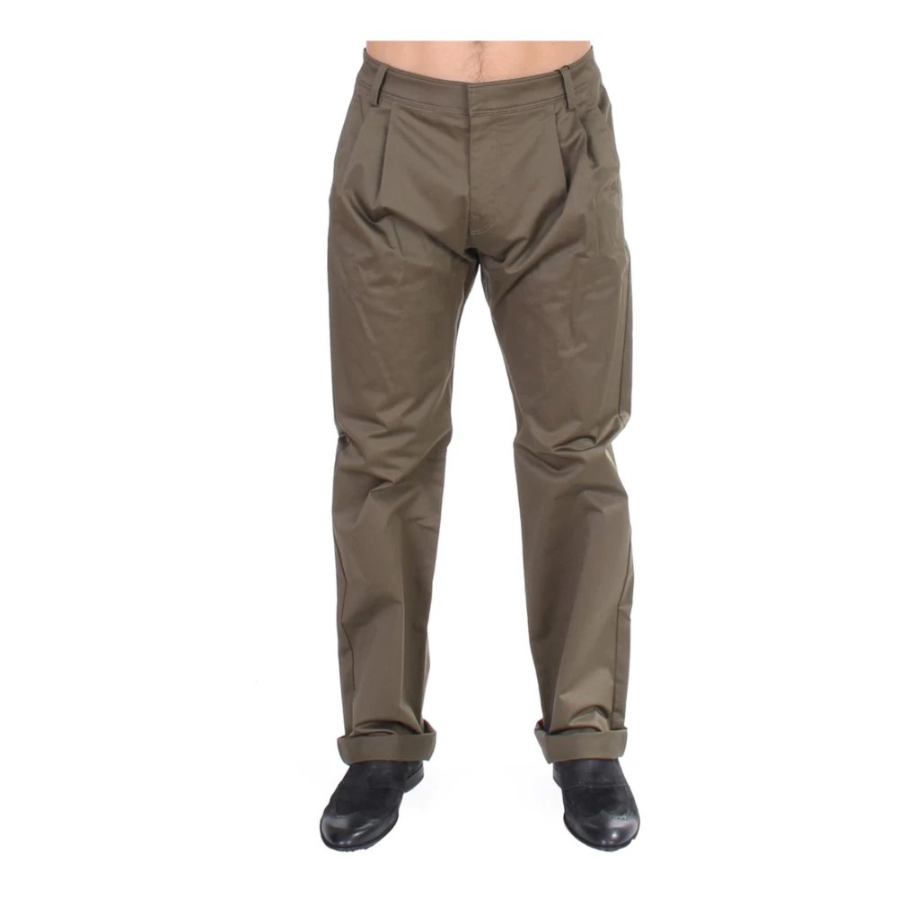 Gianfranco Ferré , Straight Trousers, Male, Green, M, Elegant Green Comfort Stretch Trousers - Image 3