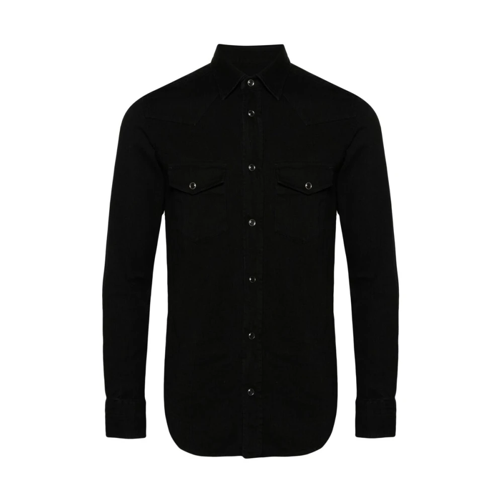 Tom Ford Svart Western Denim Skjorta Black, Herr