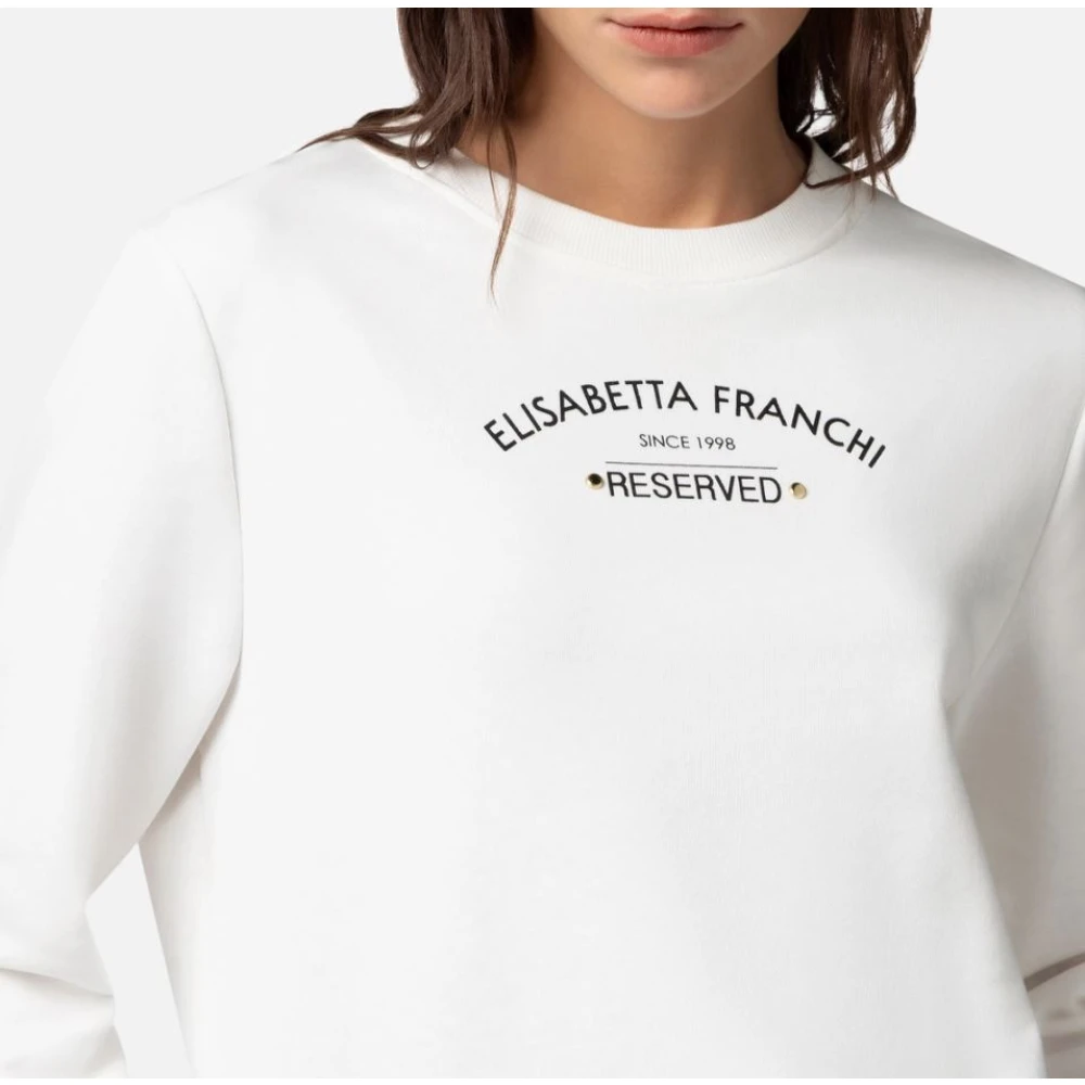 Elisabetta Franchi Ivory Sweaters met Logo Print White Dames