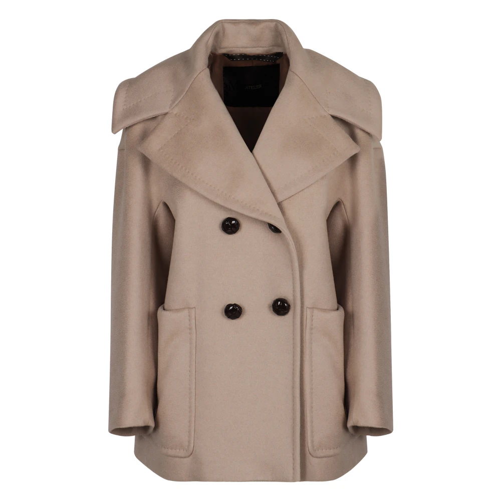 Max Mara Women's Beige Double-Breasted Coats, Xs, Double-Breasted Coat In Cashmere
