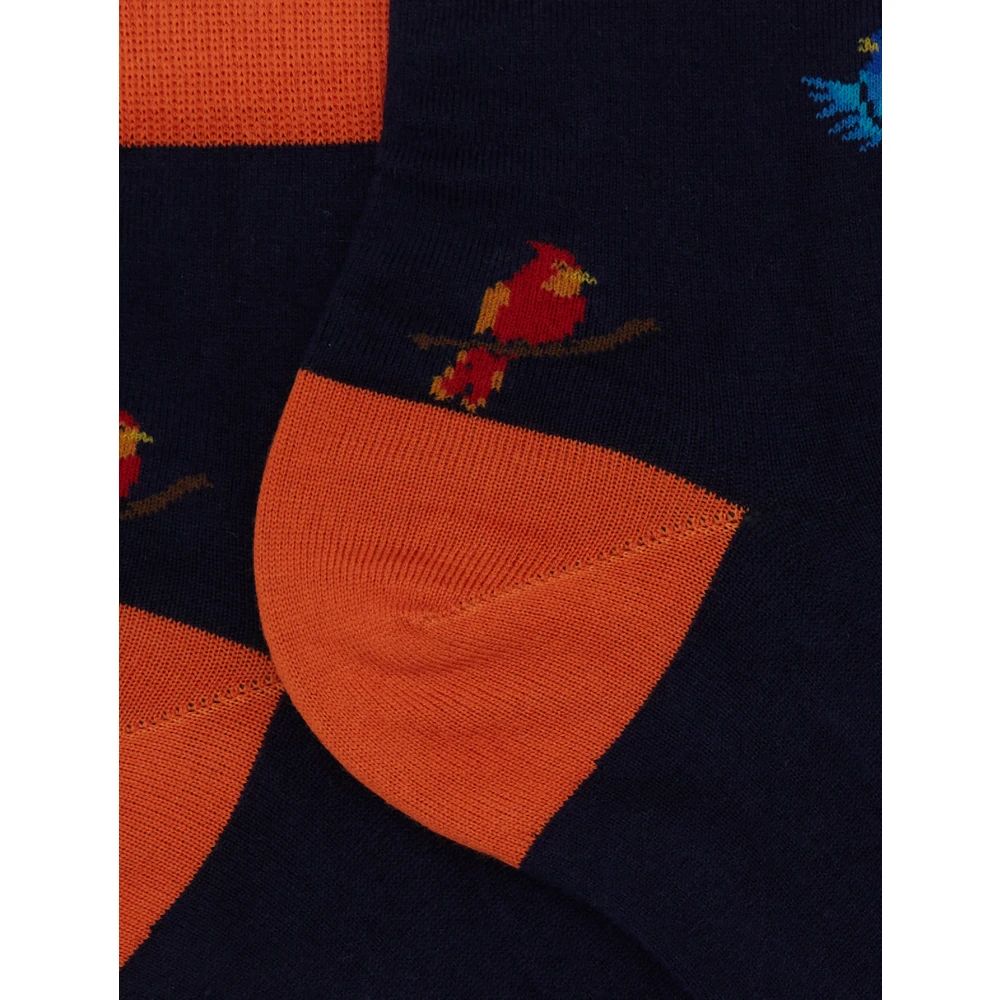 Gallo Korte blauwe katoenen sokken voor dames met specht motief Multicolor Dames