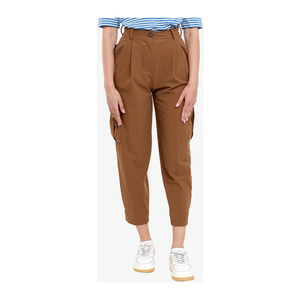 RRD High Waist Katoenen Broek met Zakken Brown Dames