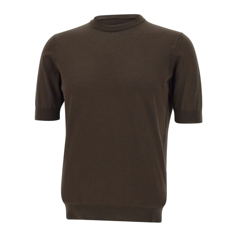 Filippo De Laurentiis Bruine Katoenen Crepe Trui Korte Mouwen Brown Heren